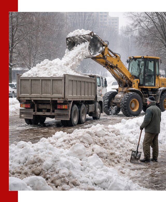 Вывоз снега грузовой техникой в Волгодонске оперативно и чисто