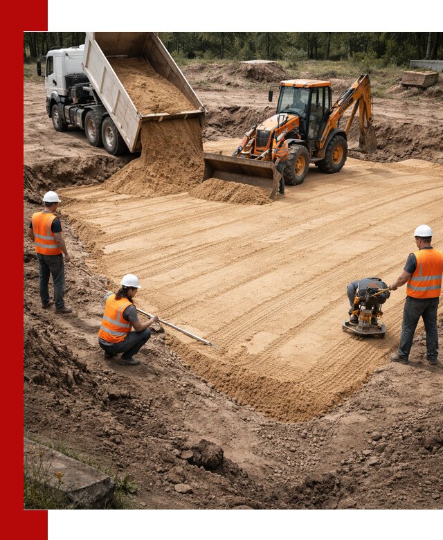 Устройство песчаной подушки для фундаментов и дорог в Волгодонске